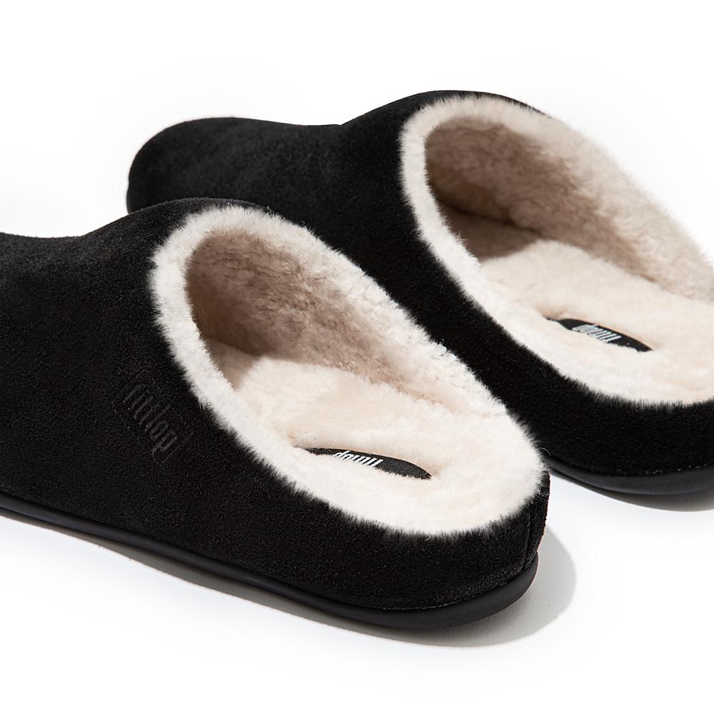 Black Women's Fitflop CHRISSIE Shearling Suede Slippers | IR4207315