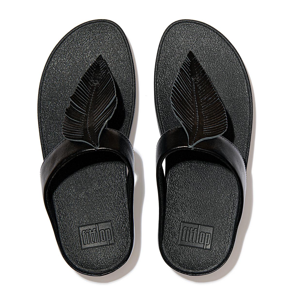 Black Women's Fitflop FINO Feather Metallic Toe-Post Sandals | IC2538761