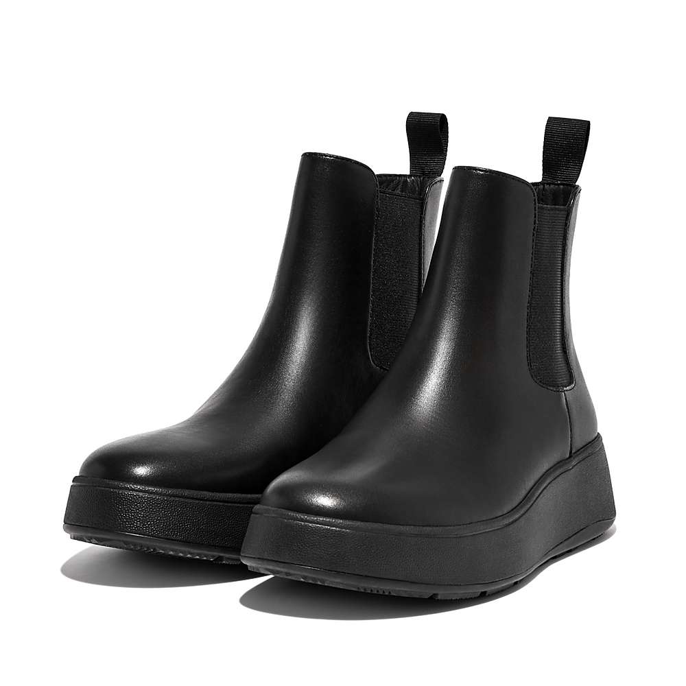 Black Women's Fitflop F-MODE Leather Flatform Chelsea Boots | CQ6351027