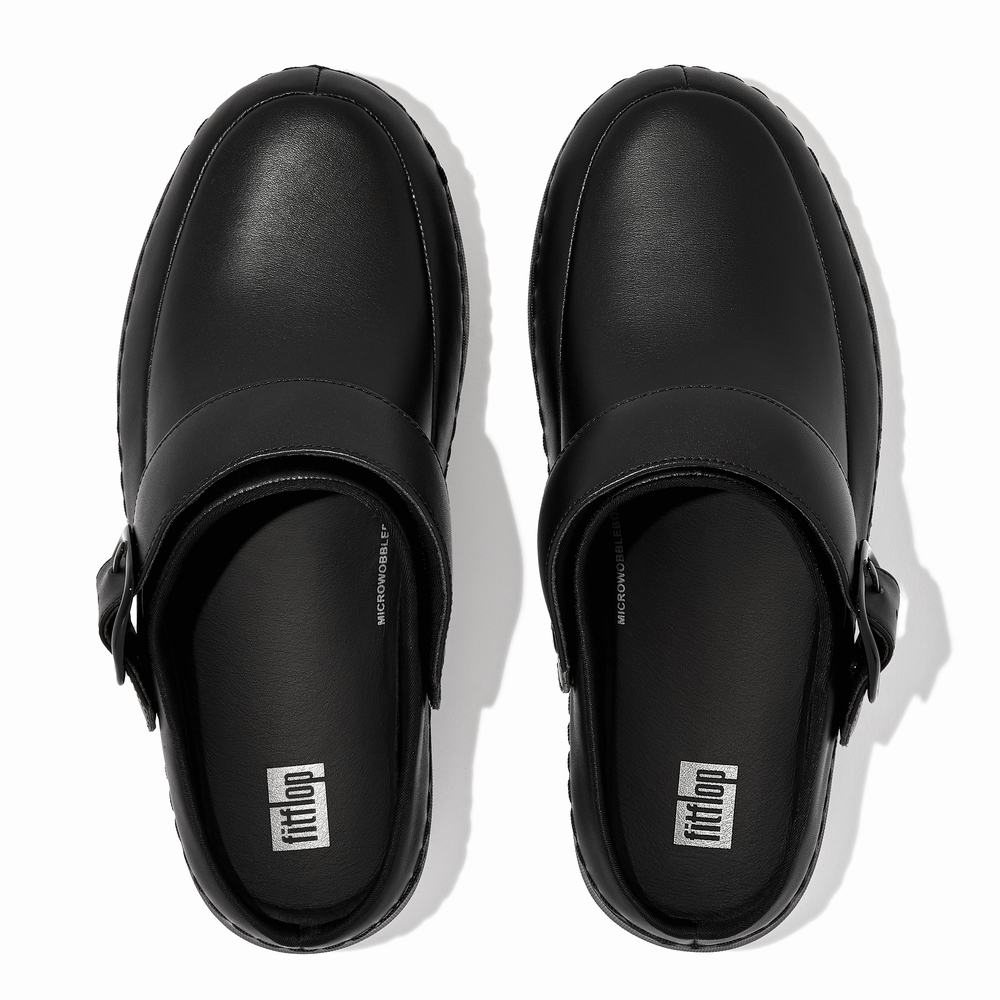 Black Women's Fitflop GOGH PRO Superlight Leather Clogs | OR0436258