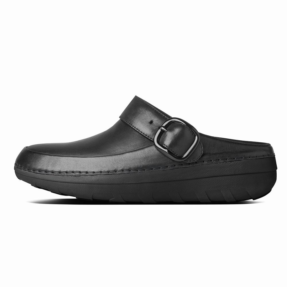 Black Women's Fitflop GOGH PRO Superlight Leather Clogs | OR0436258