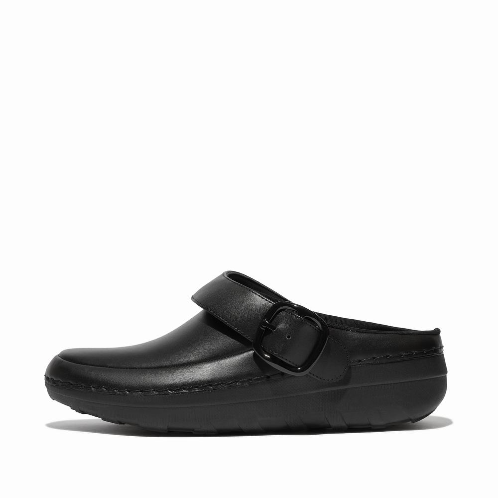 Black Women\'s Fitflop GOGH PRO Superlight Leather Clogs | OR0436258