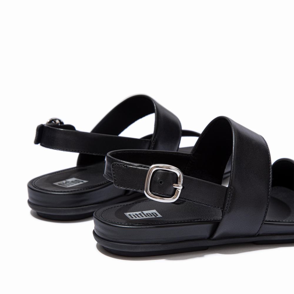 Black Women's Fitflop GRACIE Leather Back-Strap Sandals | XF5167943