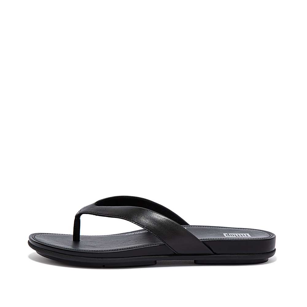 Black Women\'s Fitflop GRACIE Leather Flip Flops | CB3987042