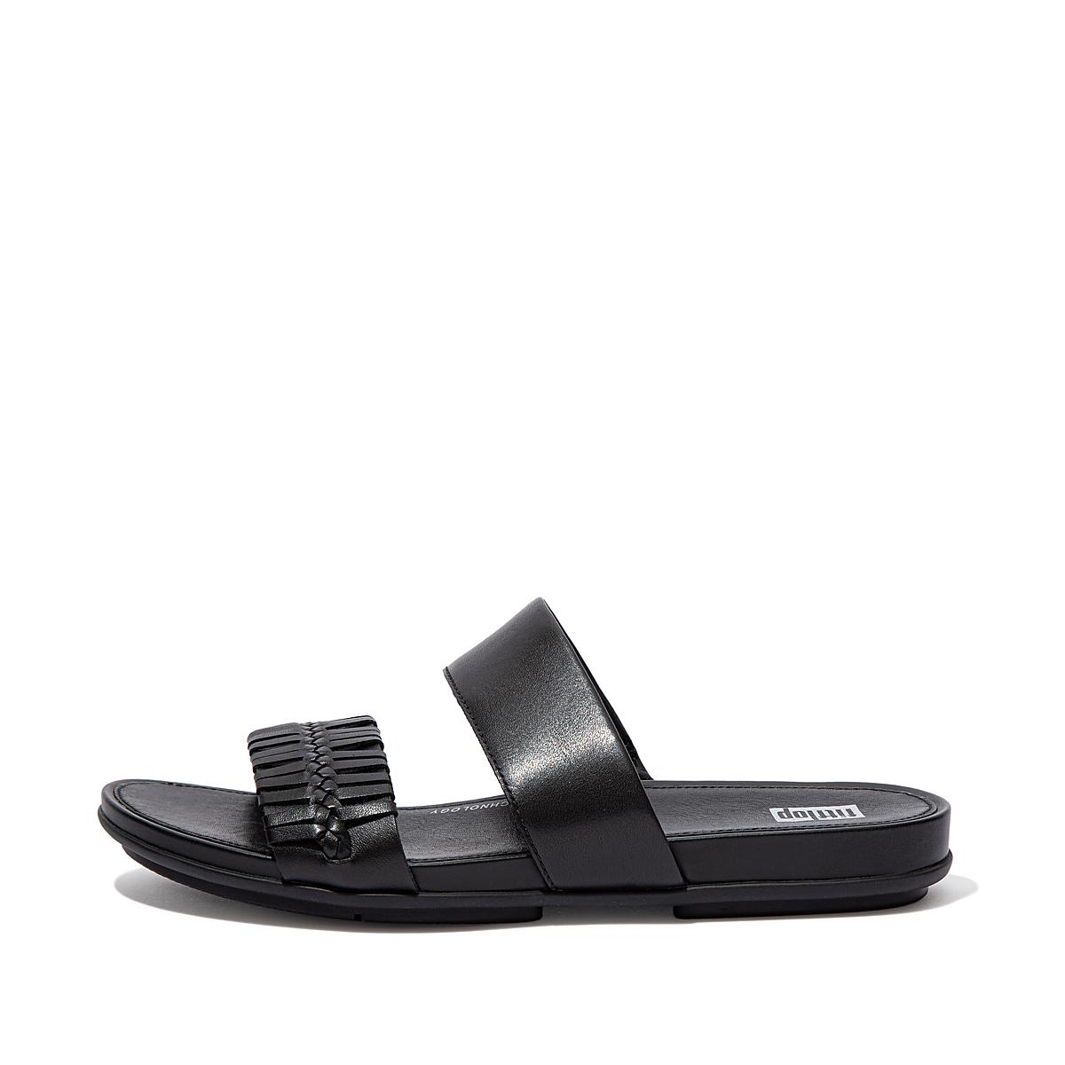 Black Women\'s Fitflop GRACIE Wrapped Weave Slides Sandals | ZW4852796