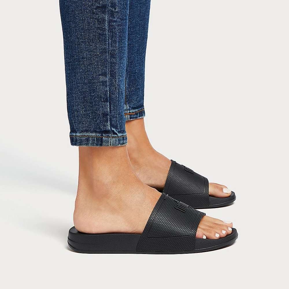 Black Women's Fitflop IQUSHION Pool Slides | FJ0268173