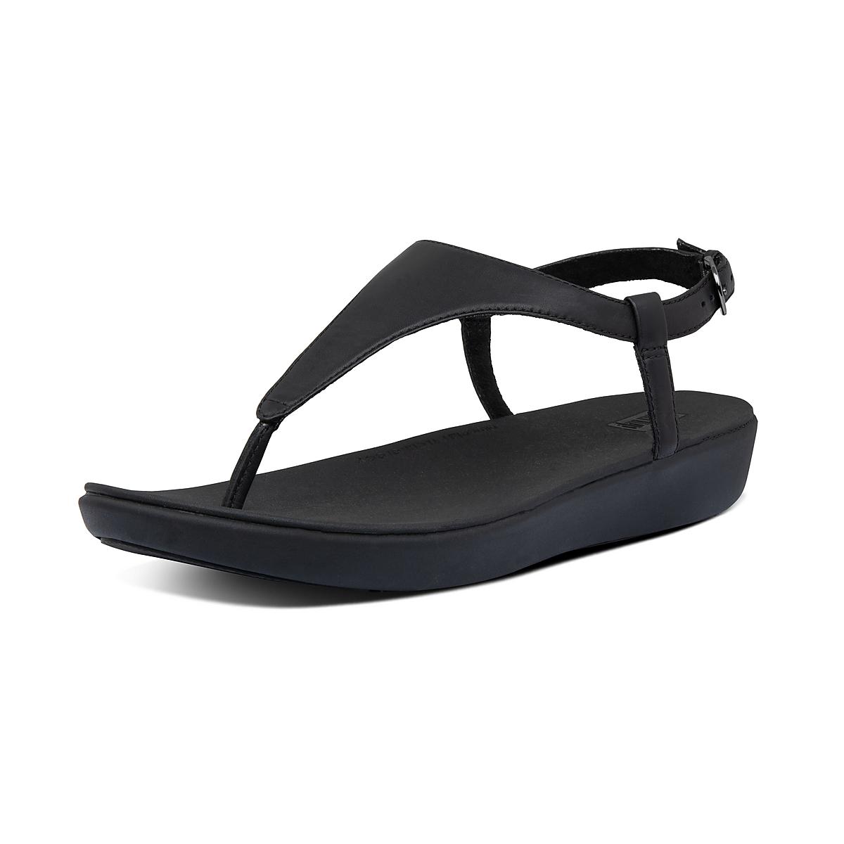 Black Women's Fitflop LAINEY Leather Back-Strap Sandals | BK0158632