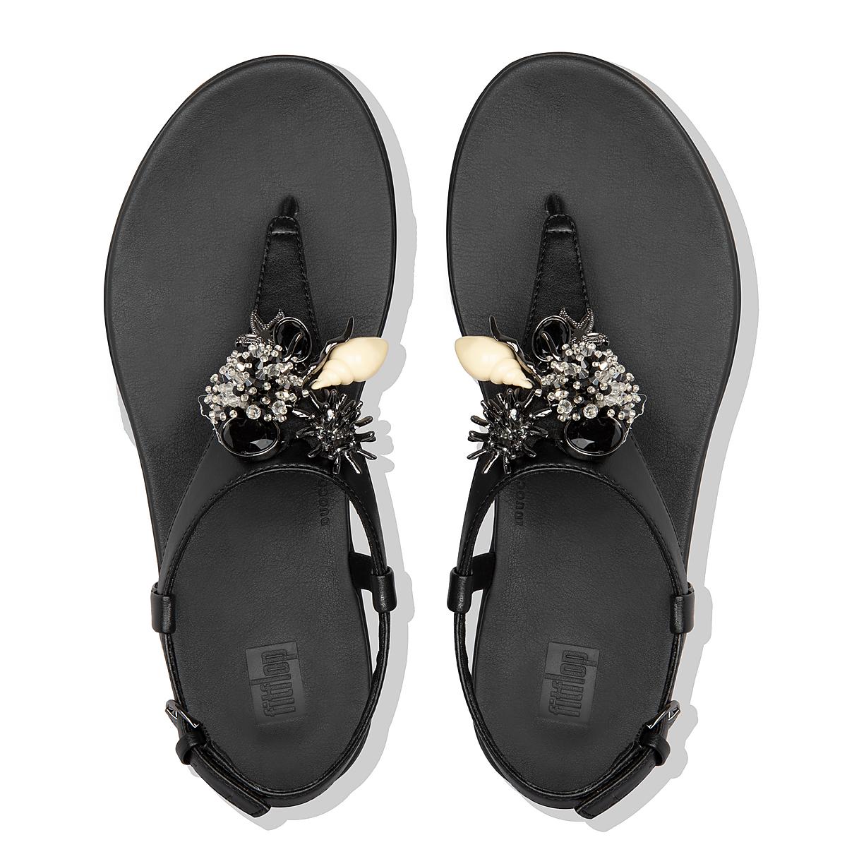 Black Women's Fitflop LAINEY Under The Sea Back-Strap Sandals | ZR3294871