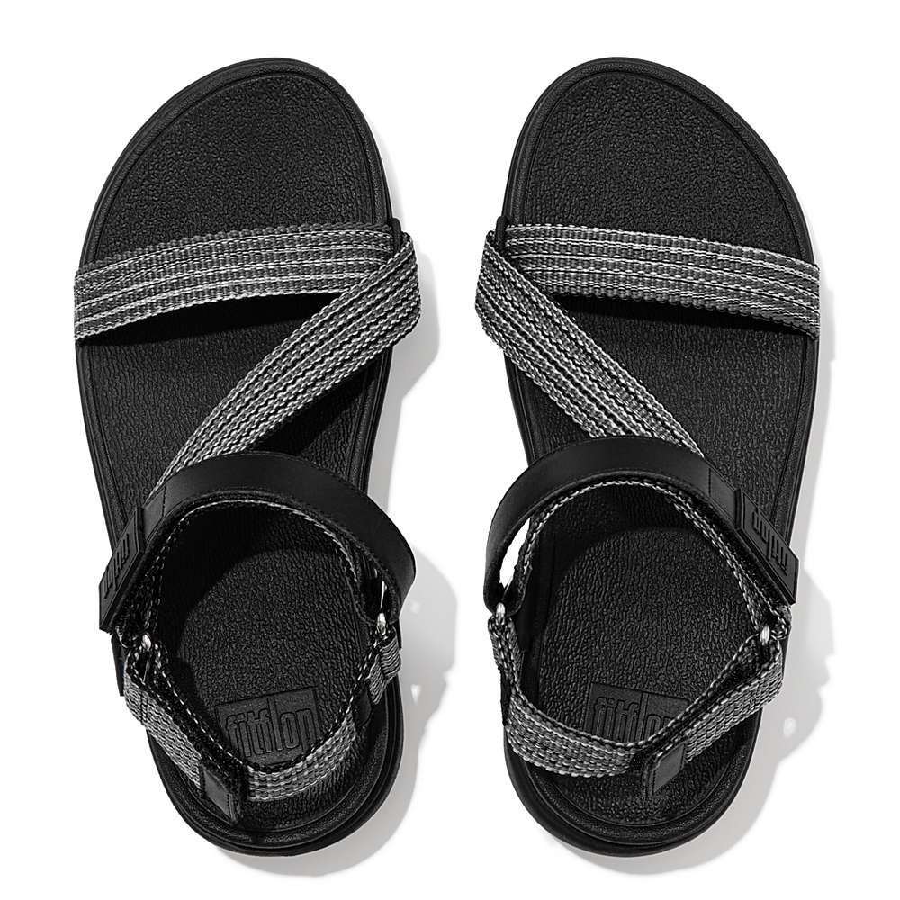 Black Women's Fitflop LOOSH Webbing Z-Strap Sandals | RS2590631