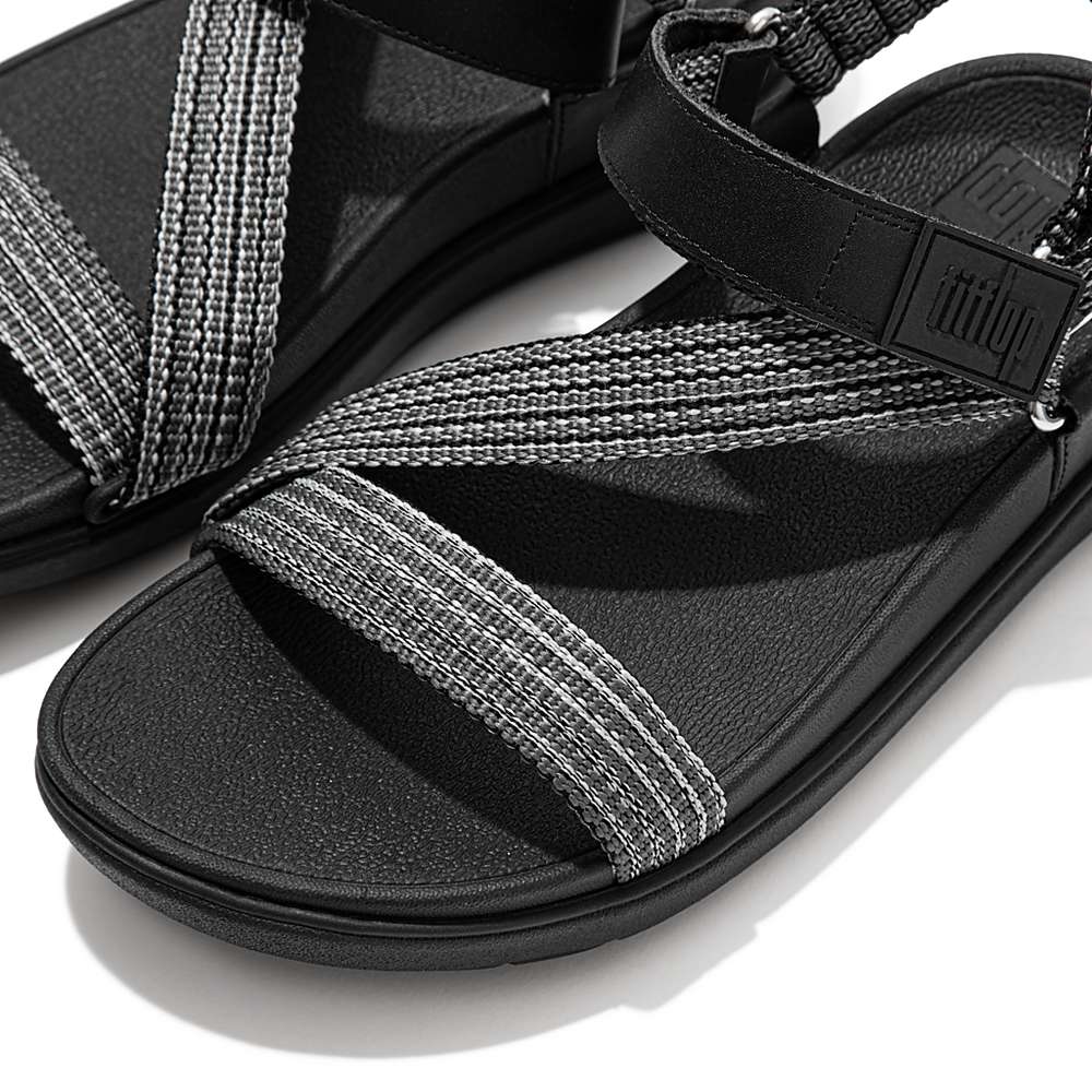 Black Women's Fitflop LOOSH Webbing Z-Strap Sandals | RS2590631