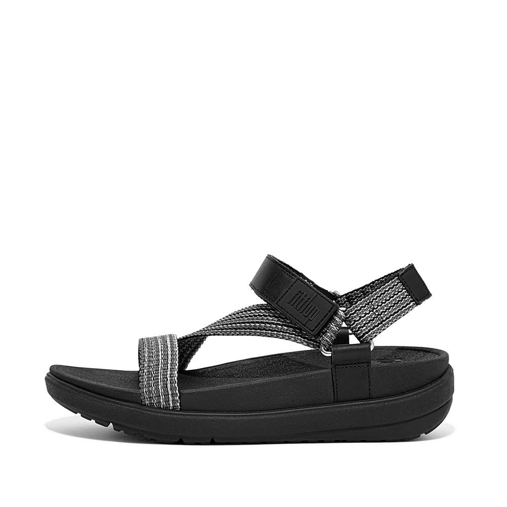 Black Women\'s Fitflop LOOSH Webbing Z-Strap Sandals | RS2590631