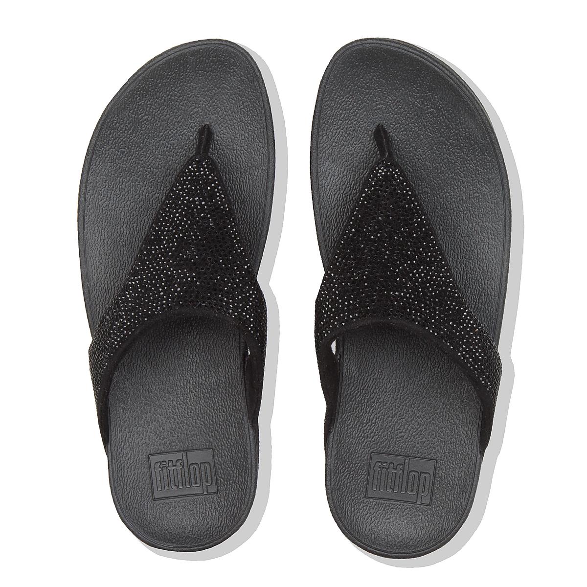 Black Women's Fitflop LOTTIE Shimmercrystal Toe-Post Sandals | TR7594382