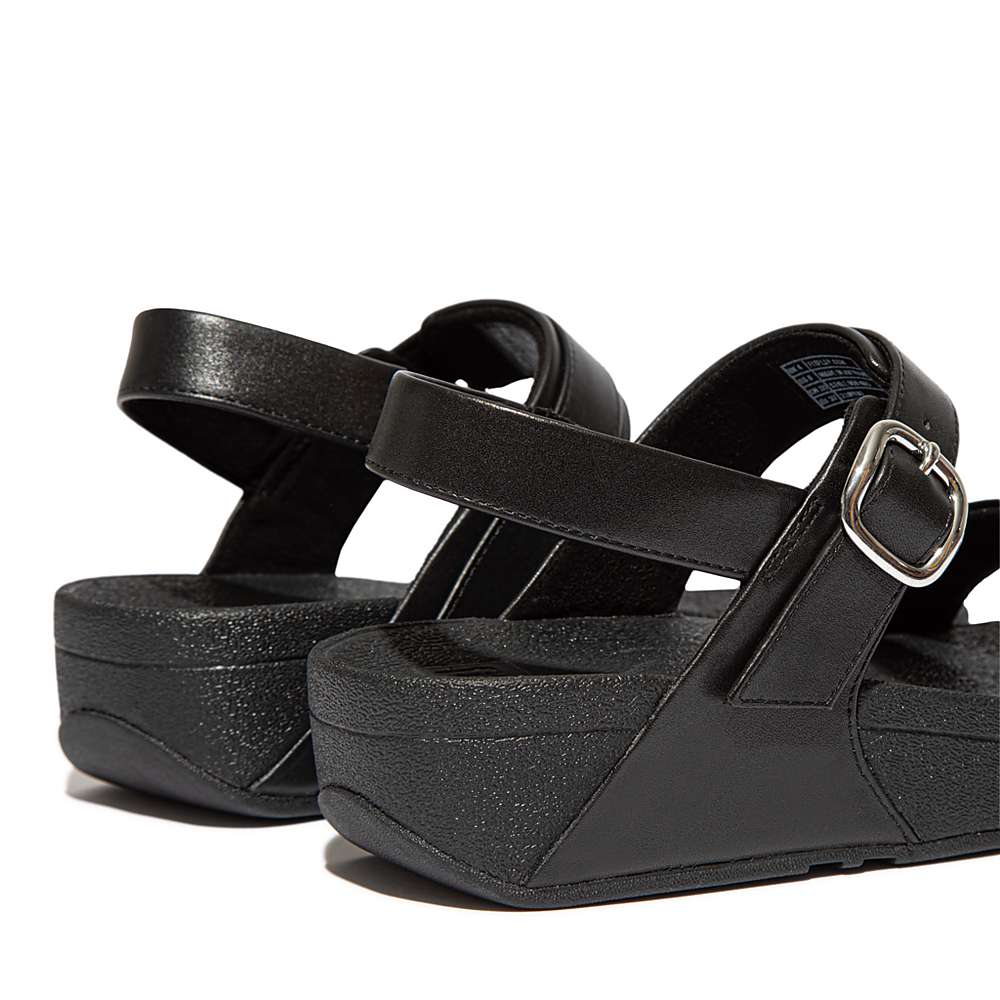 Black Women's Fitflop LULU Adjustable Leather Sandals | ID3192586