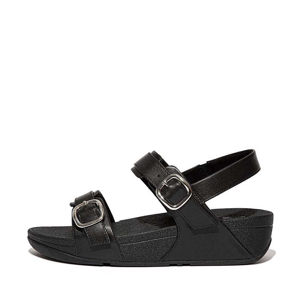 Black Women\'s Fitflop LULU Adjustable Leather Sandals | ID3192586