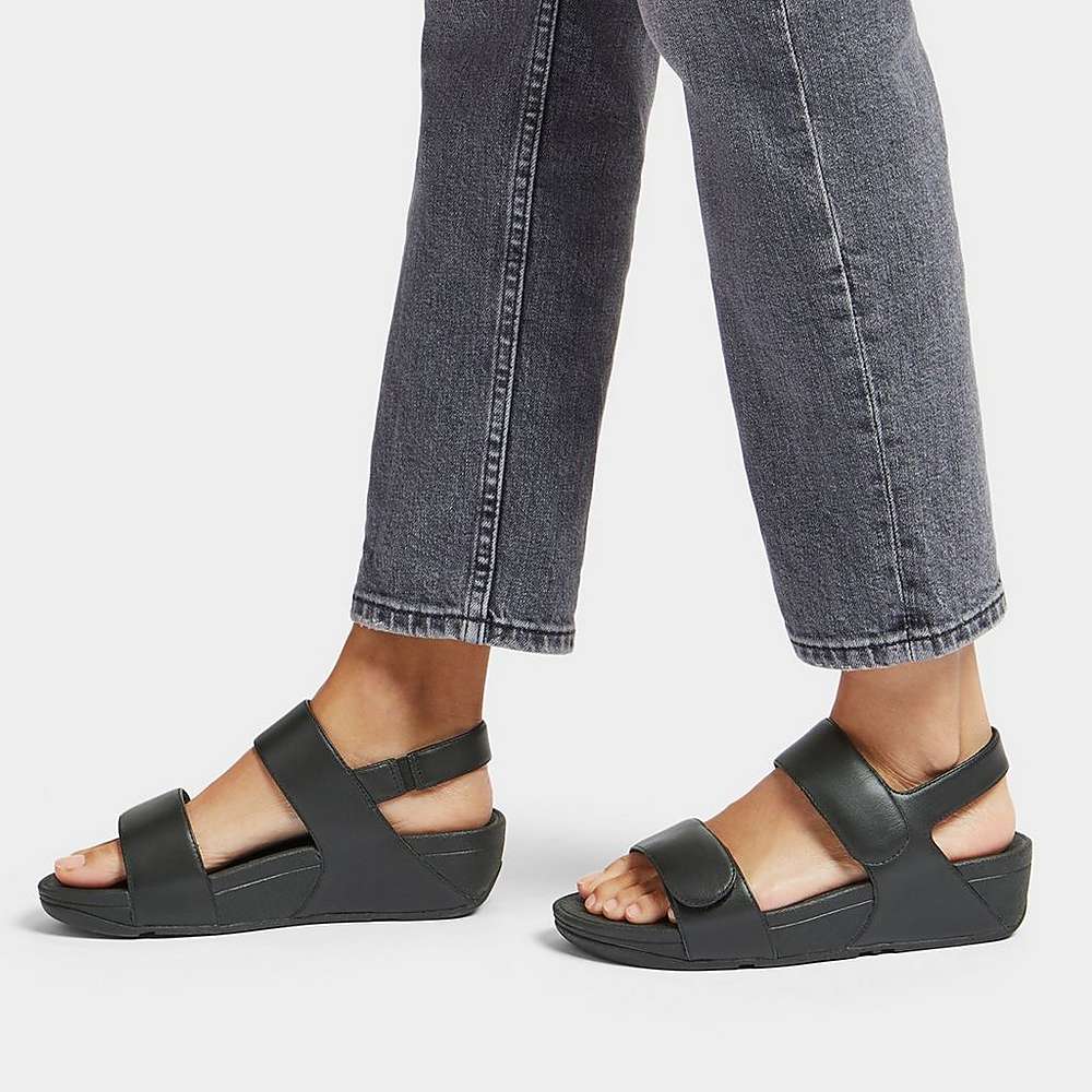 Black Women's Fitflop LULU Adjustable Leather Sandals | XN7591632