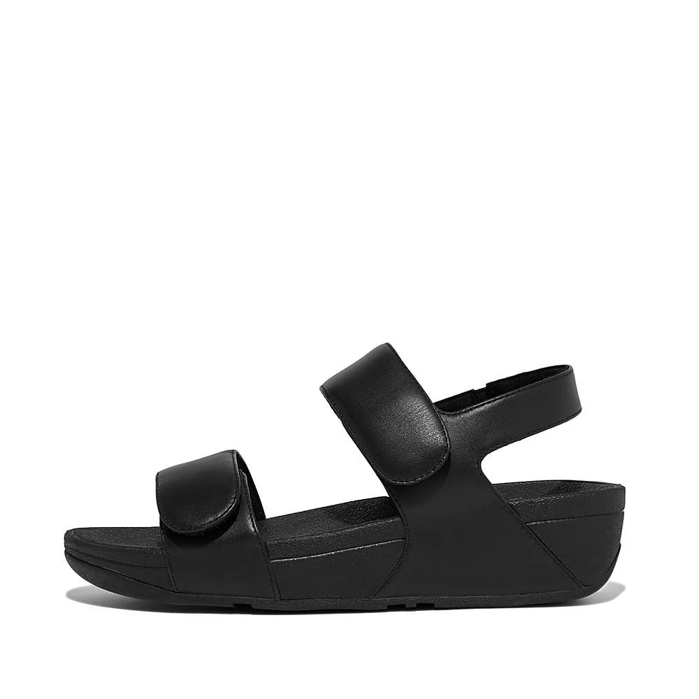 Black Women\'s Fitflop LULU Adjustable Leather Sandals | XN7591632