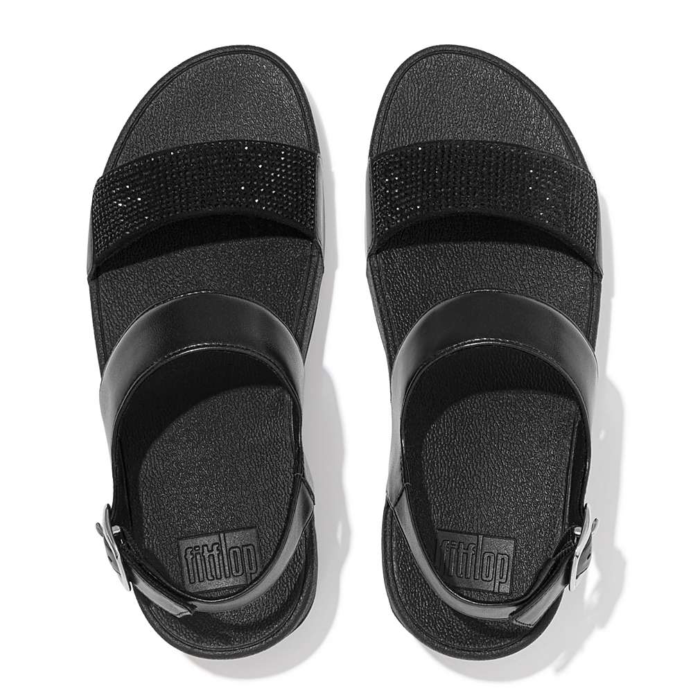 Black Women's Fitflop LULU Crystal Back-Strap Sandals | MU2653174