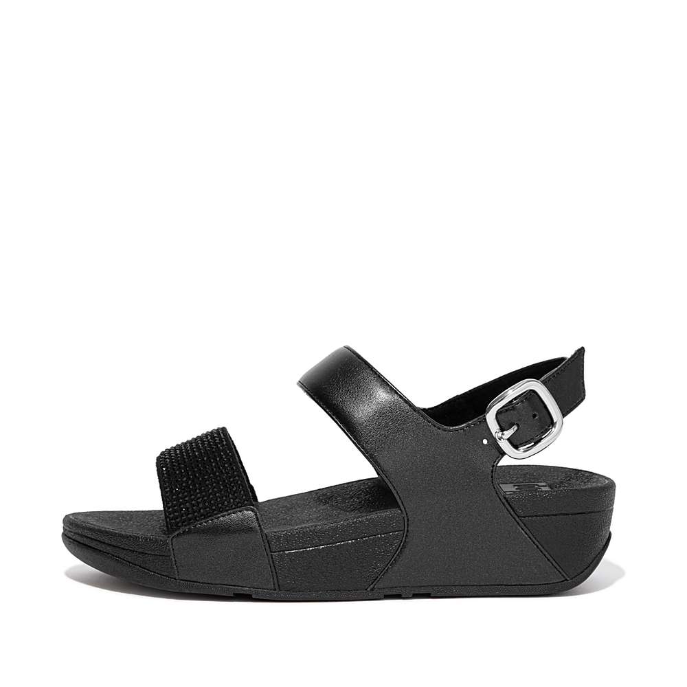 Black Women\'s Fitflop LULU Crystal Back-Strap Sandals | MU2653174