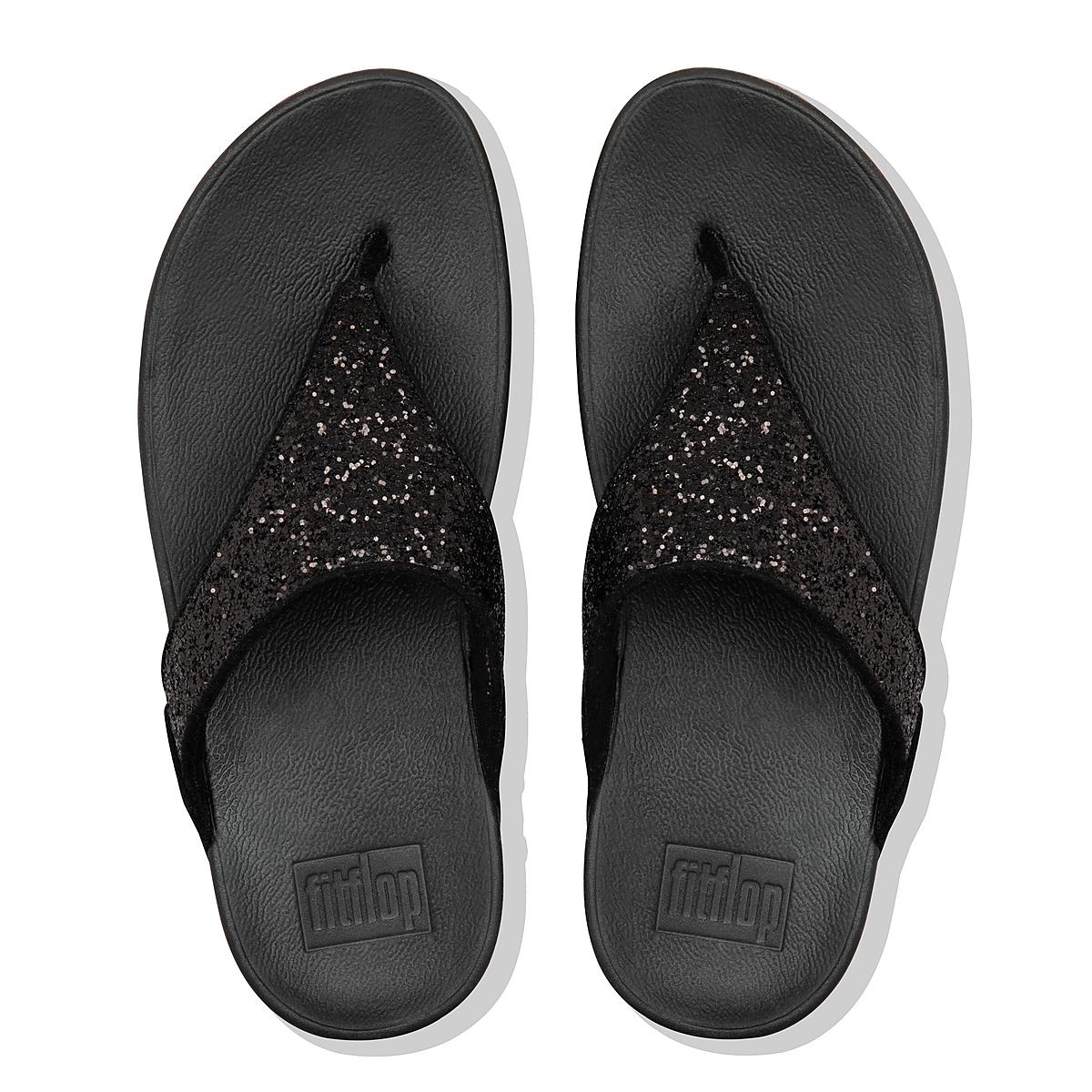 Black Women's Fitflop LULU Glitter Toe-Post Sandals | ZQ3728610