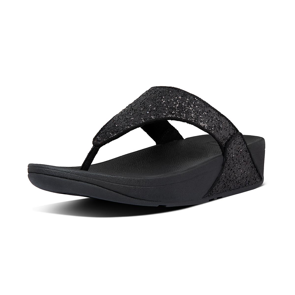 Black Women's Fitflop LULU Glitter Toe-Post Sandals | ZQ3728610