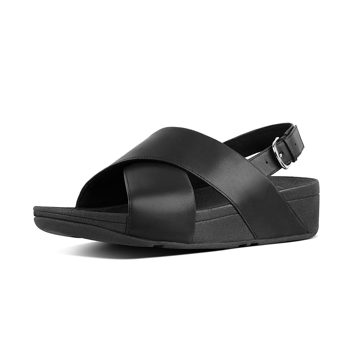 Black Women's Fitflop LULU Leather Back-Strap Sandals | UP8172359