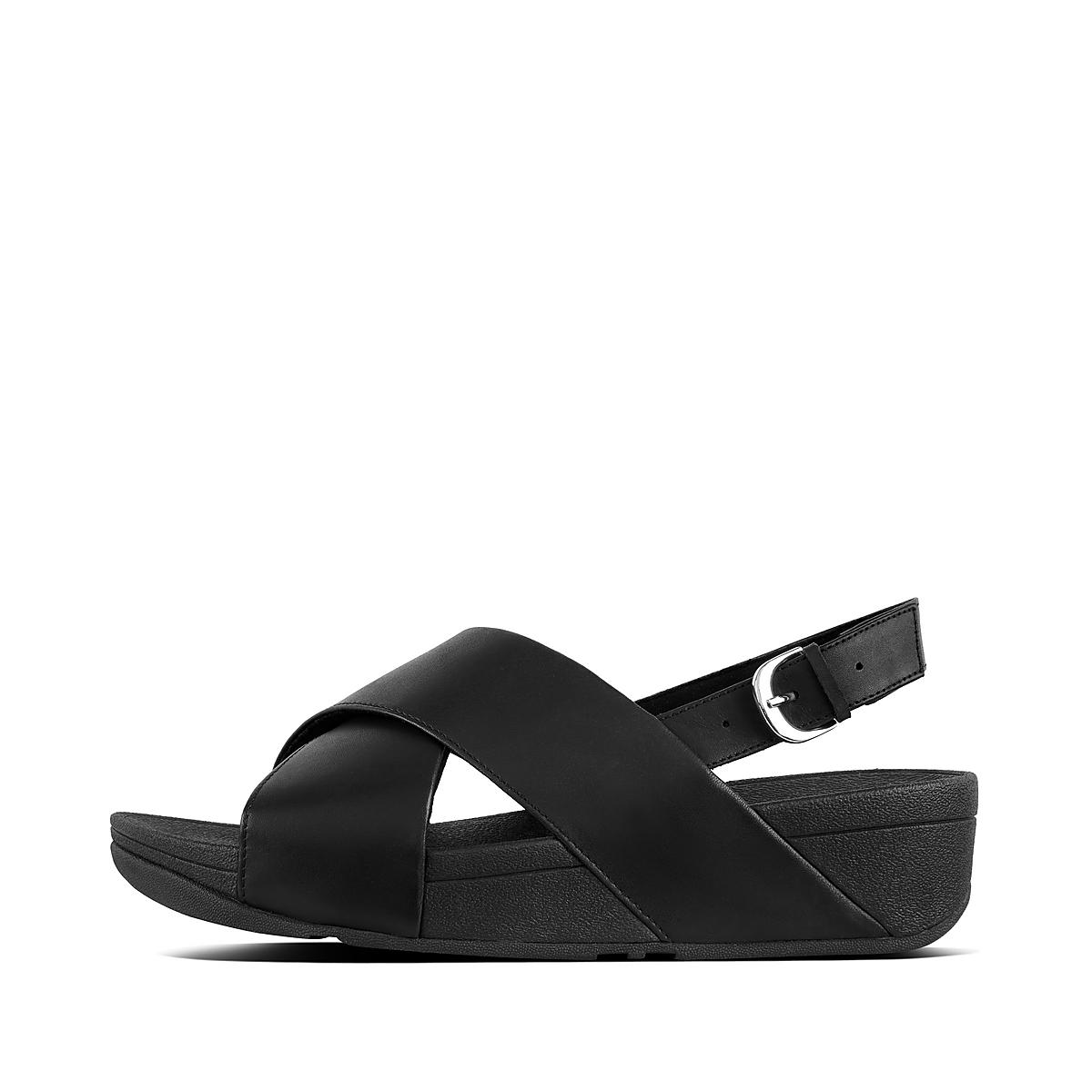 Black Women\'s Fitflop LULU Leather Back-Strap Sandals | UP8172359