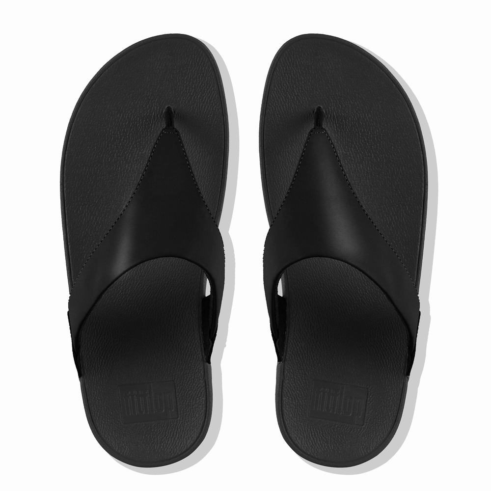 Black Women's Fitflop LULU Leather Toe-Post Sandals | SQ0167348