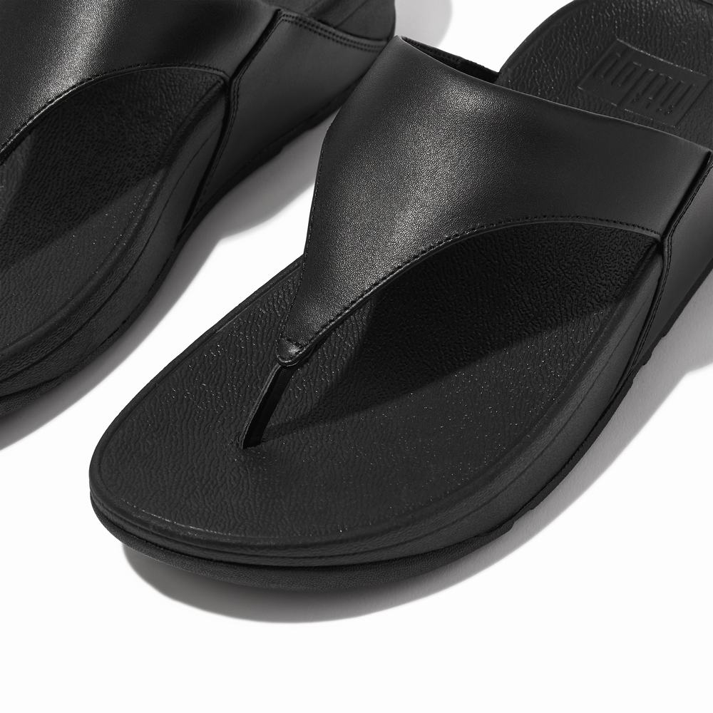 Black Women's Fitflop LULU Leather Toe-Post Sandals | SQ0167348