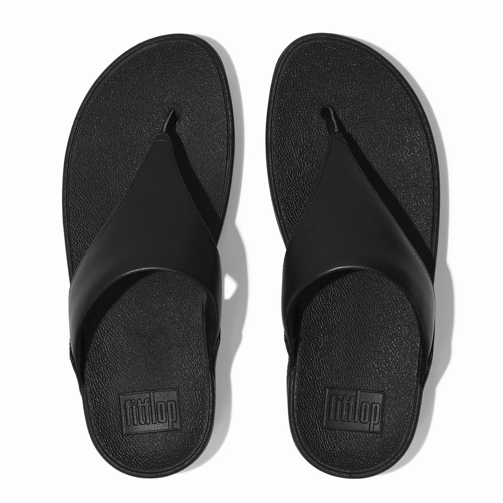 Black Women's Fitflop LULU Leather Toe-Post Sandals | SQ0167348