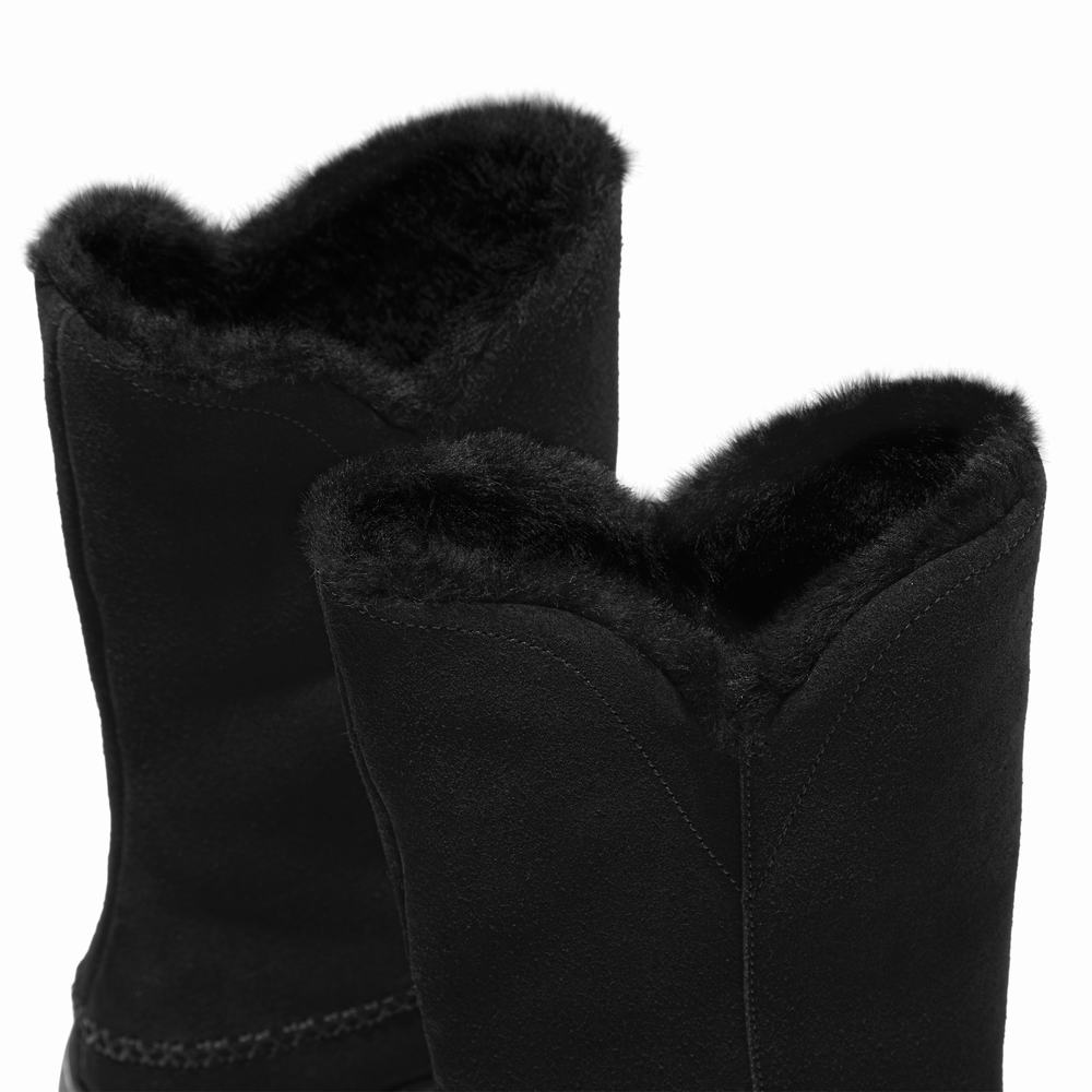 Black Women's Fitflop MUKLUK Shearling-Lined Suede Calf Boots Boots | DB5162908