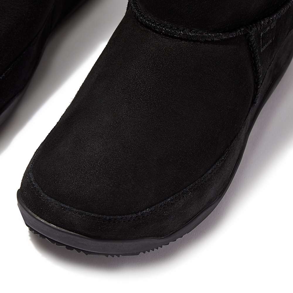 Black Women's Fitflop Original MUKLUK SHORTY Double-Faced Shearling Ankle Boots | BS0276543