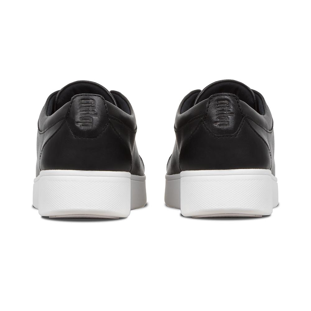 Black Women's Fitflop RALLY Leather Sneakers | EB2613045