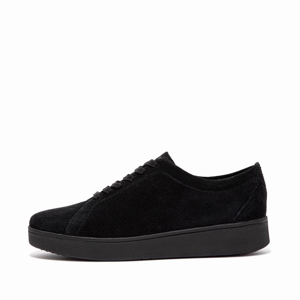 Black Women\'s Fitflop RALLY Suede Sneakers | KN8297046