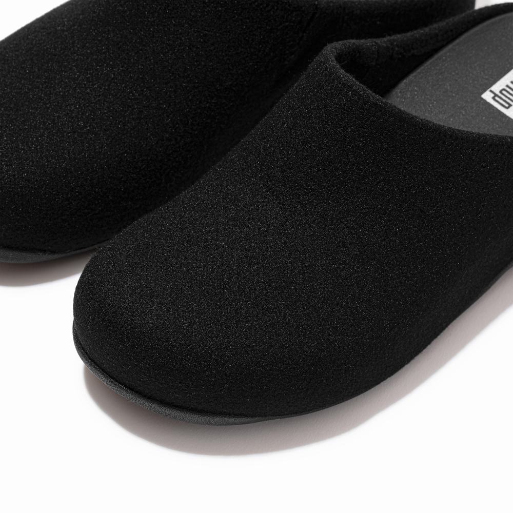 Black Women's Fitflop SHUV Cushy Felt Clog Slippers | YN2576409