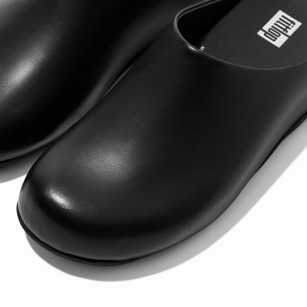 Black Women's Fitflop SHUV Leather Clogs | GJ5876324