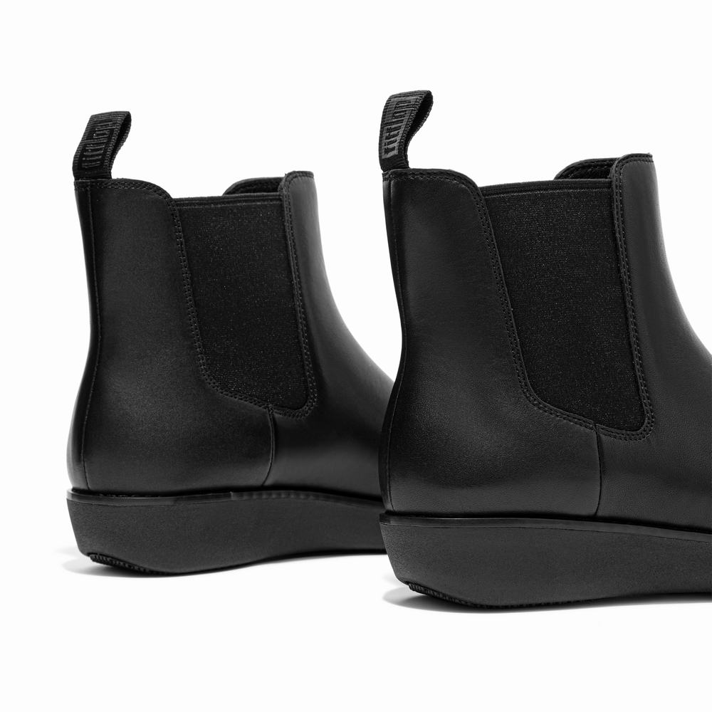 Black Women's Fitflop SUMI Waterproof Leather Chelsea Boots | QJ6574892