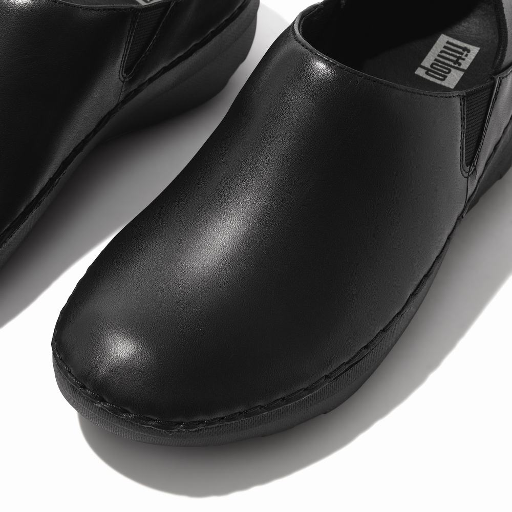 Black Women's Fitflop SUPERLOAFER Leather Loafers | NJ0628395