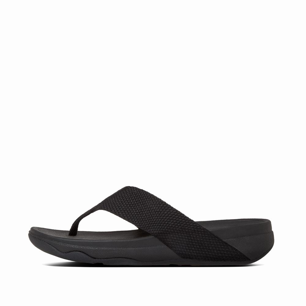 Black Women\'s Fitflop SURFA Toe-Post Sandals | HB9071284