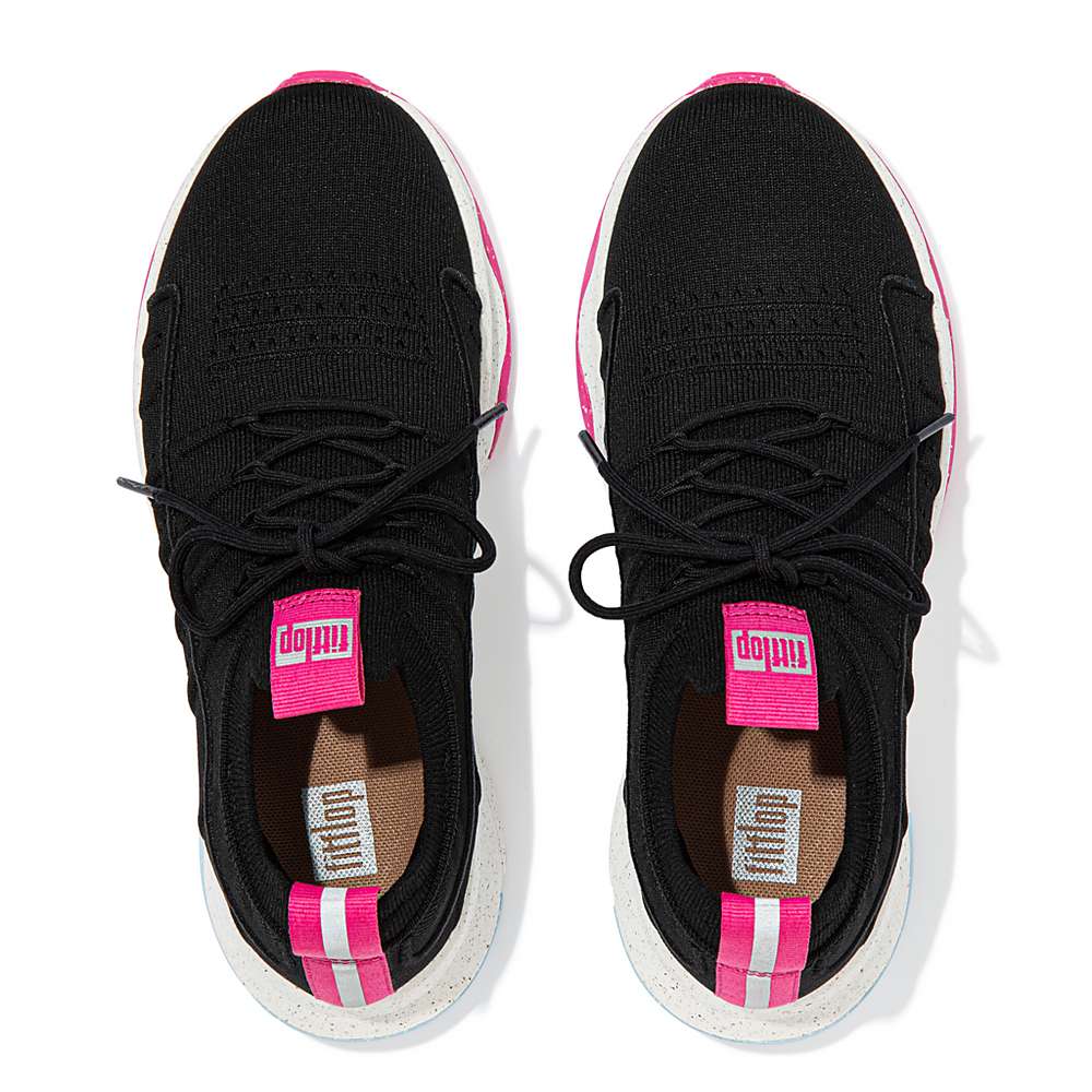 Black Women's Fitflop VITAMIN FF E01 Knit Sports Sneakers | UX5867413