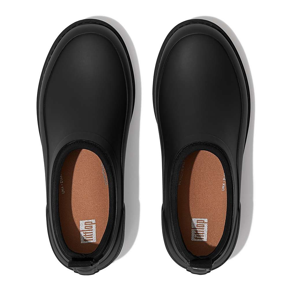 Black Women's Fitflop WONDERCLOG Waterproof Rubber Clogs | RP5172398