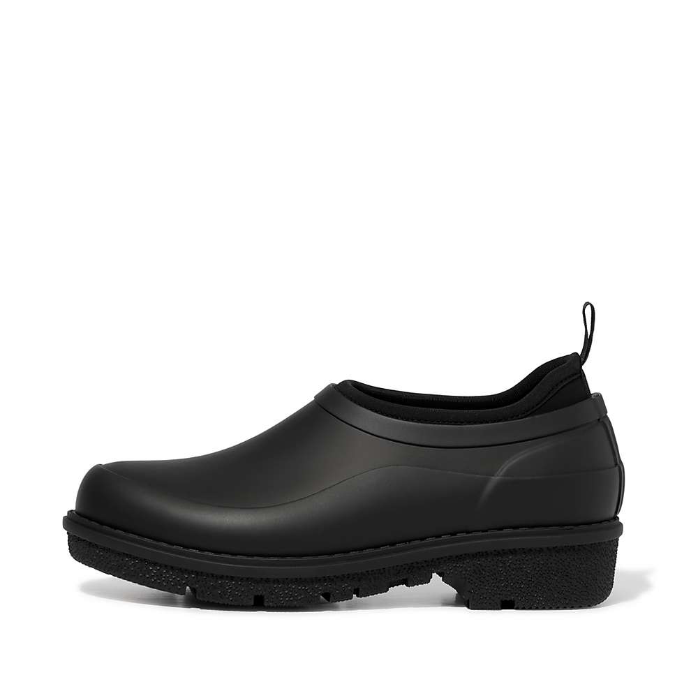 Black Women\'s Fitflop WONDERCLOG Waterproof Rubber Clogs | RP5172398