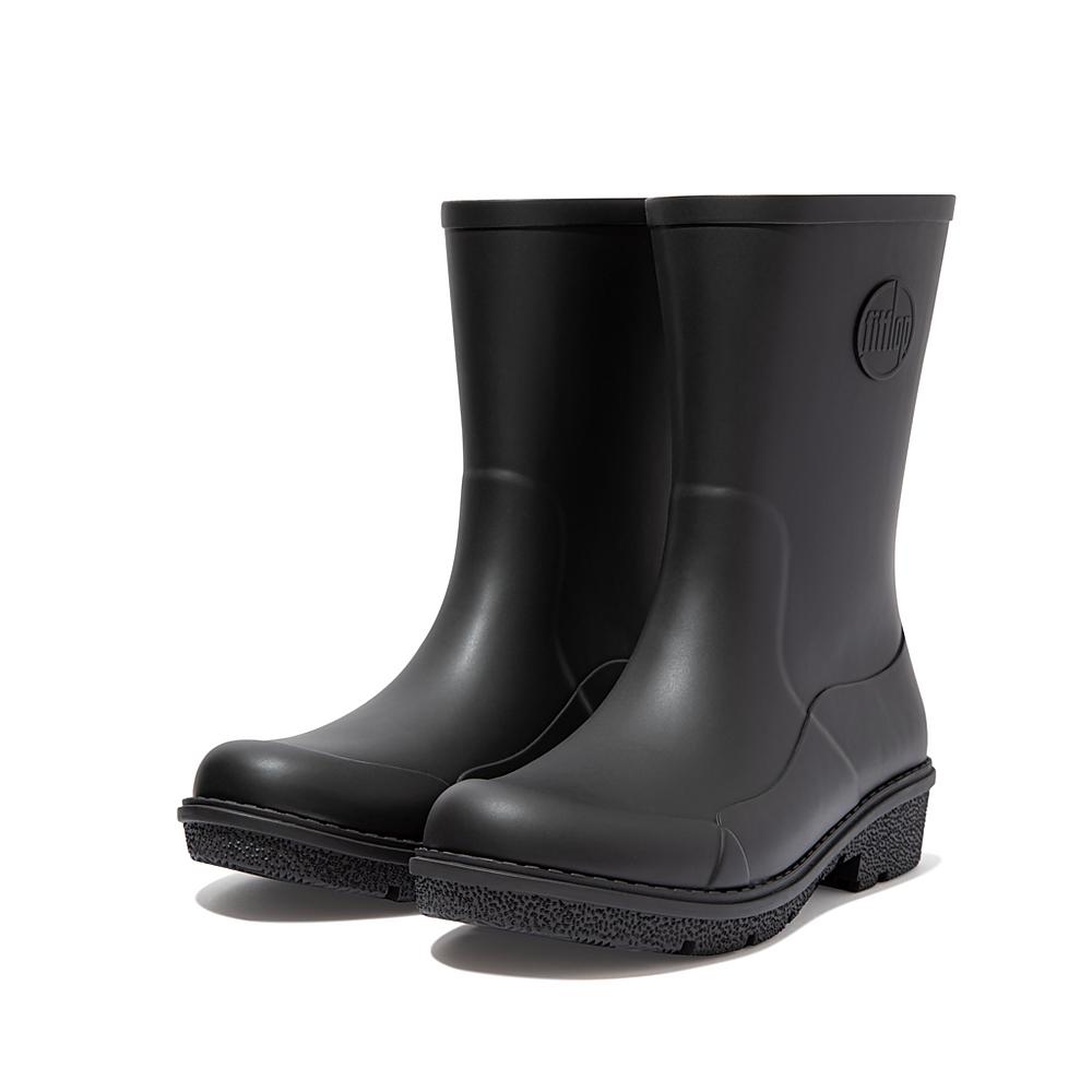 Black Women's Fitflop WONDERWELLY Short Rain Boots | PT0531498