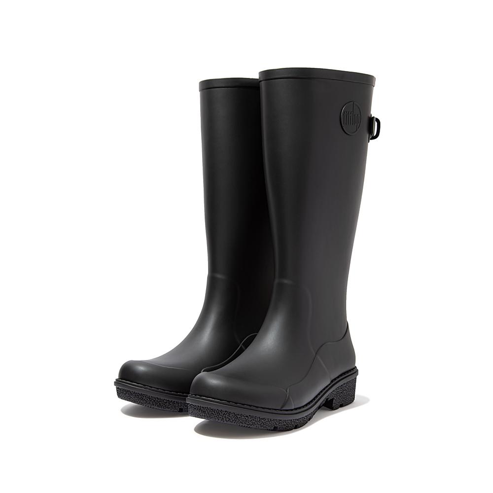 Black Women's Fitflop WONDERWELLY Tall Rain Boots | WM3247196