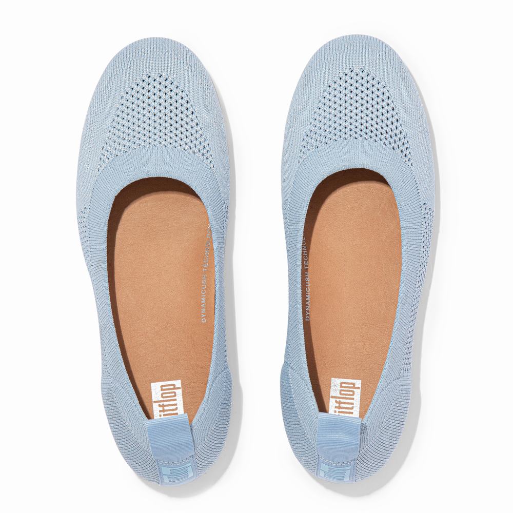 Blue/Silver Women's Fitflop ALLEGRO Airyknit Ballet Flats | EU0123596