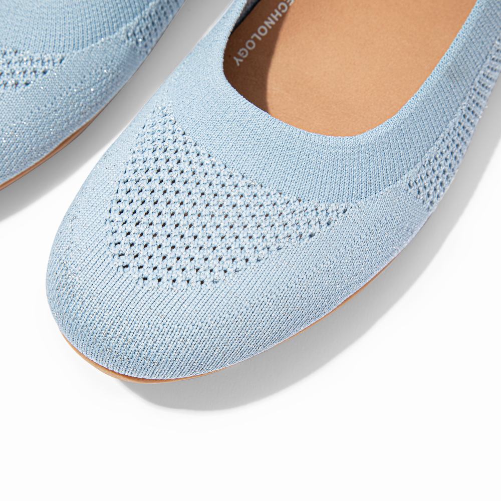 Blue/Silver Women's Fitflop ALLEGRO Airyknit Ballet Flats | EU0123596