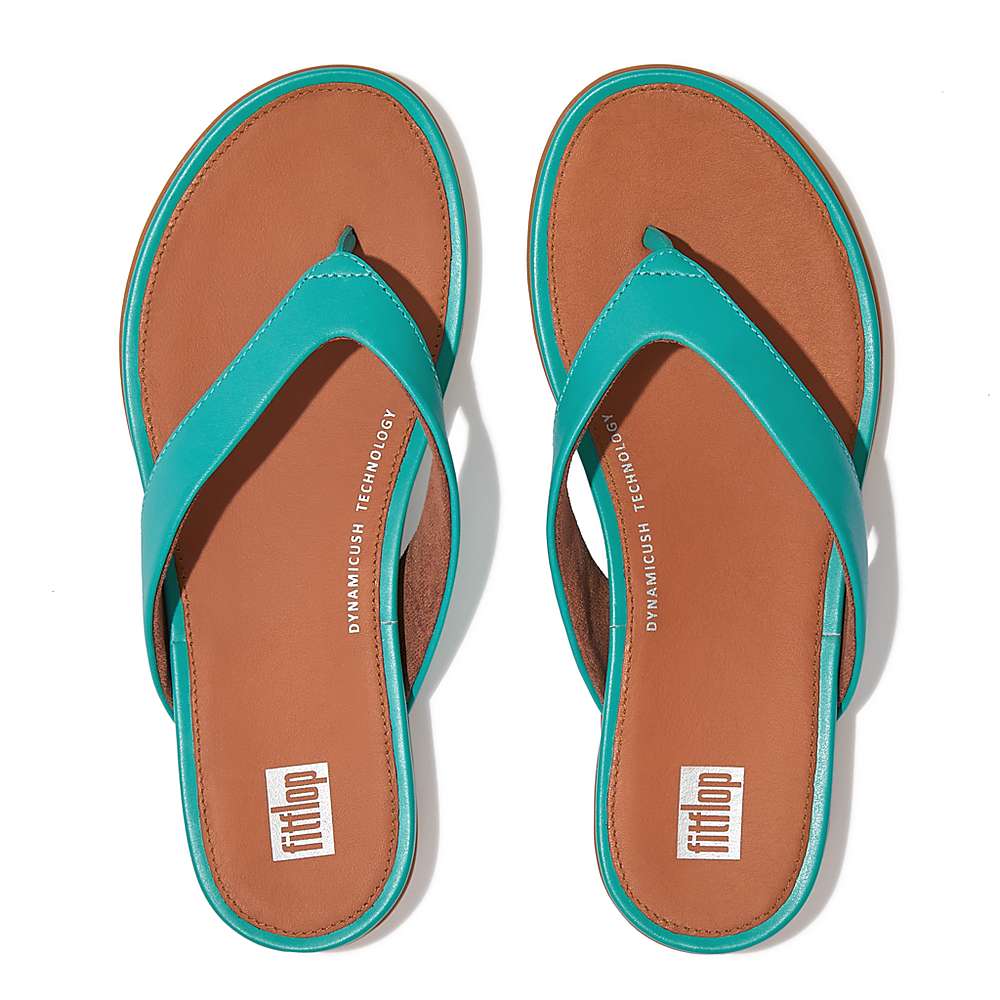 Blue Women's Fitflop GRACIE Leather Flip Flops | NZ7924106