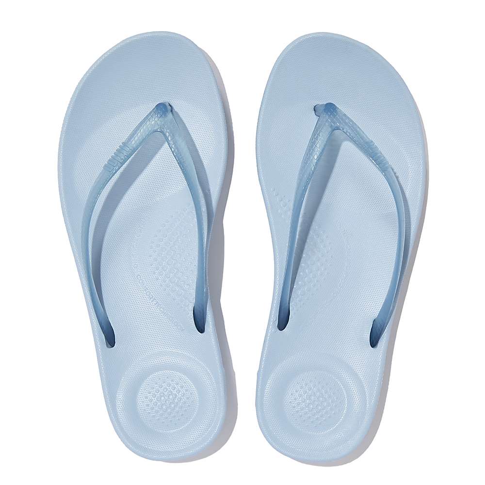 Blue Women's Fitflop IQUSHION Transparent Flip Flops | GT1725639