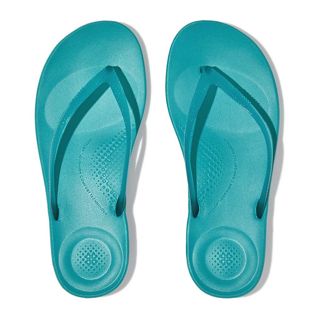 Blue Women's Fitflop IQUSHION Transparent Flip Flops | UY7490536