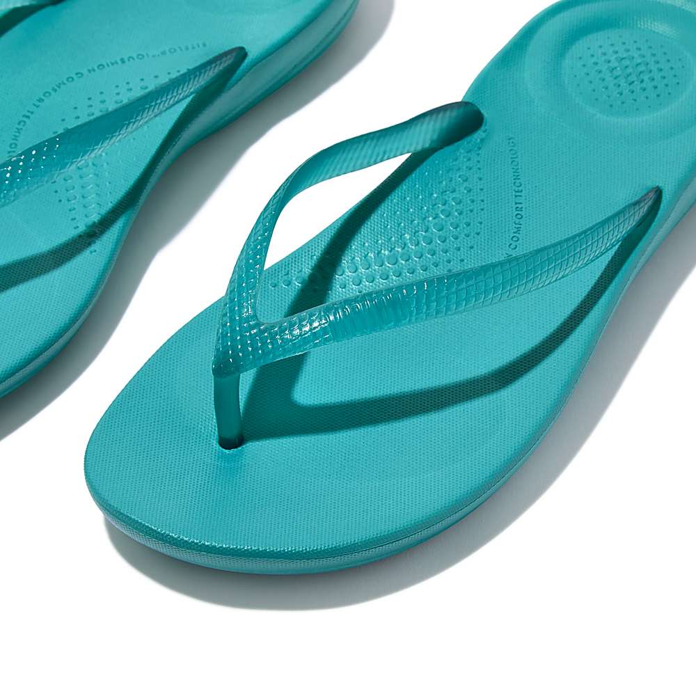 Blue Women's Fitflop IQUSHION Transparent Flip Flops | UY7490536