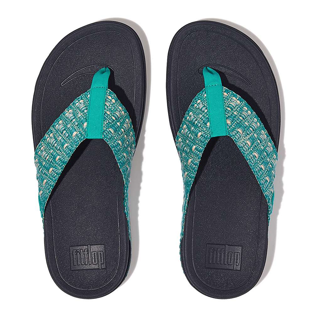 Blue Women's Fitflop SURFA Geo-Webbing Toe-Post Sandals | MP9043127